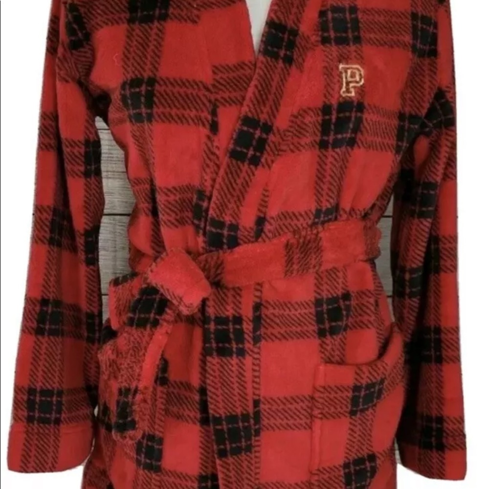 PINK VS Red Plaid Fleece Robe